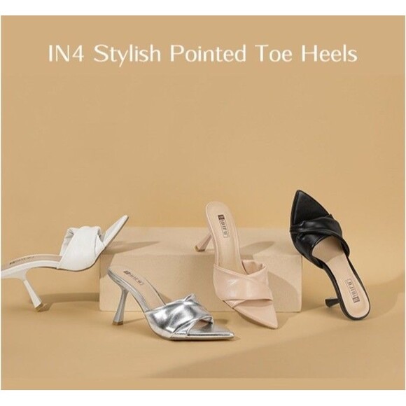 Women's Black IDIFU IN4 Pointed Open Toe Size 9 Stiletto Heels Slip On Sandals - Picture 9 of 11